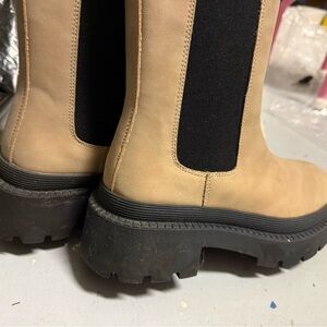 Women's Tan Combat Boots with Black Sole